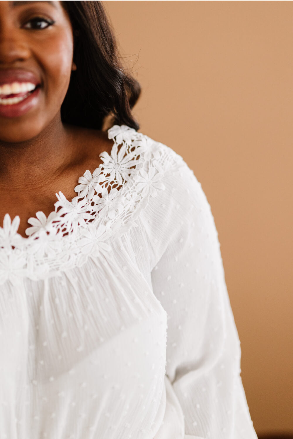 AMOLI Favorite Flower Full Size Run Crochet Trim Top