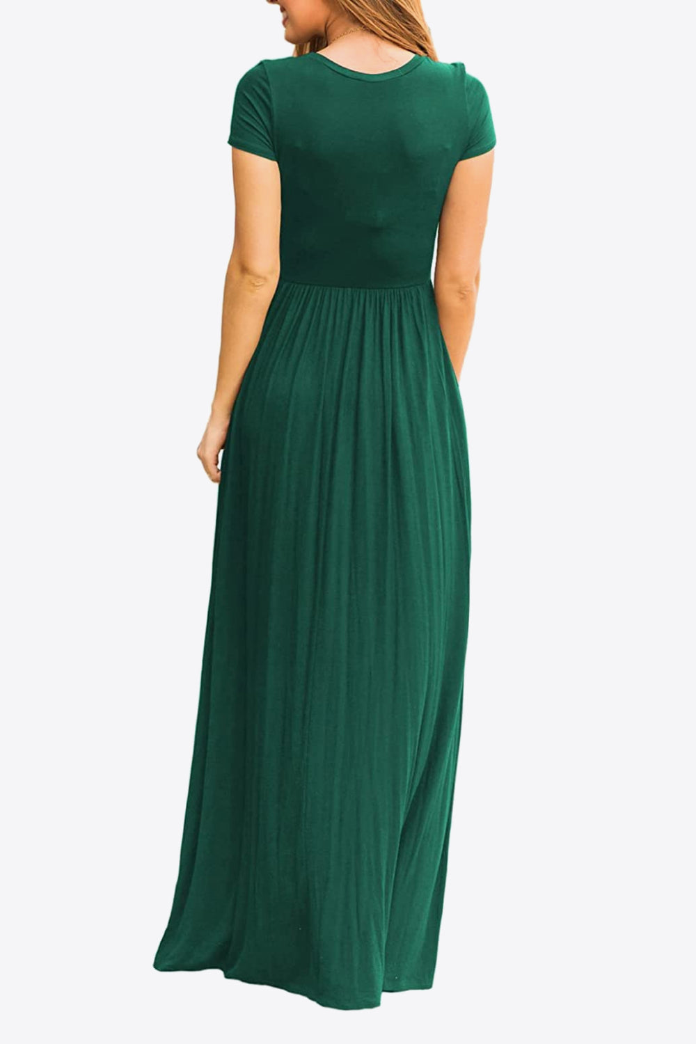 Full Size Short Sleeve Round Neck Dress with Pockets