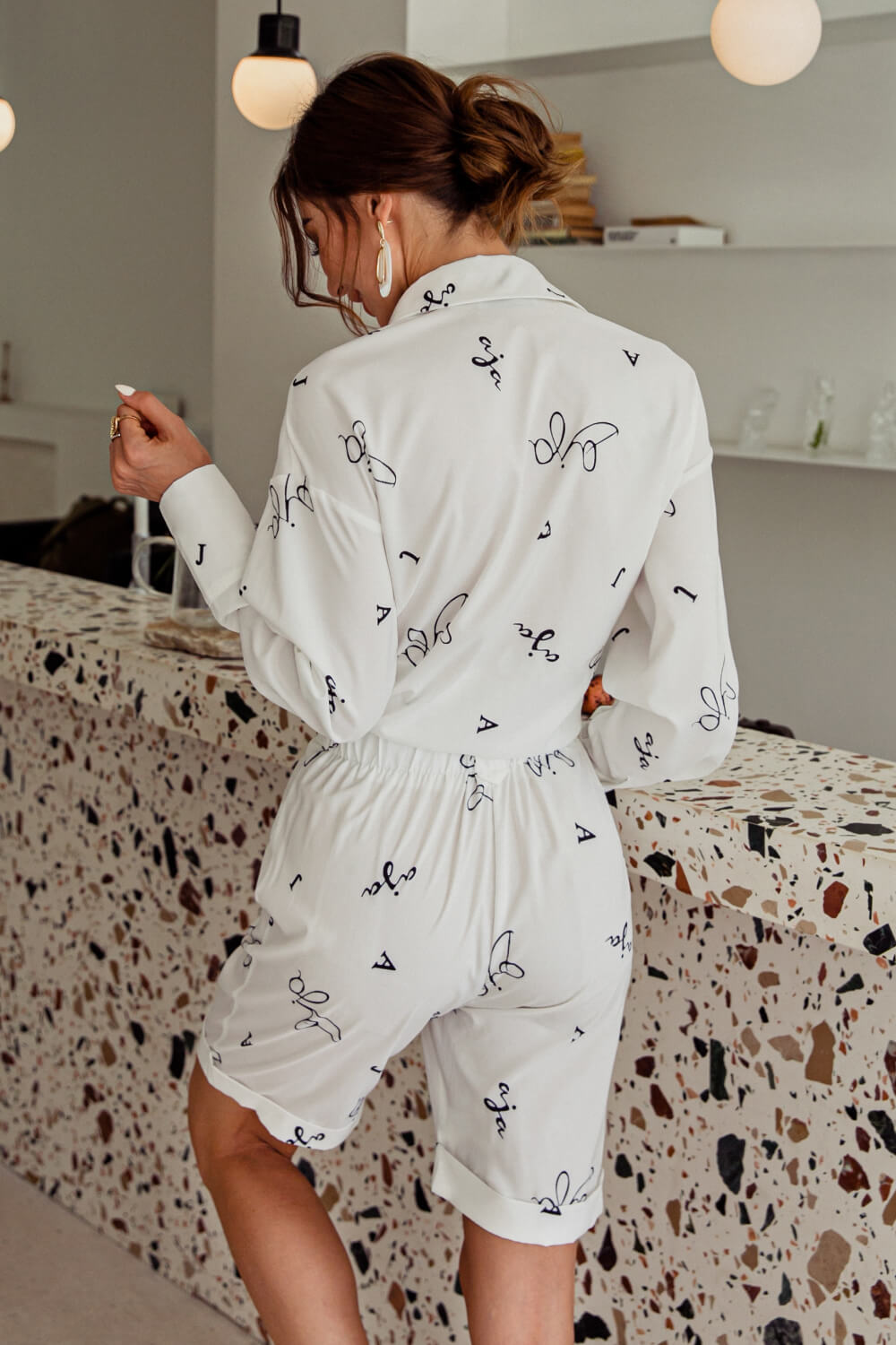 Printed Shirt and Cuffed Bermuda Shorts Set