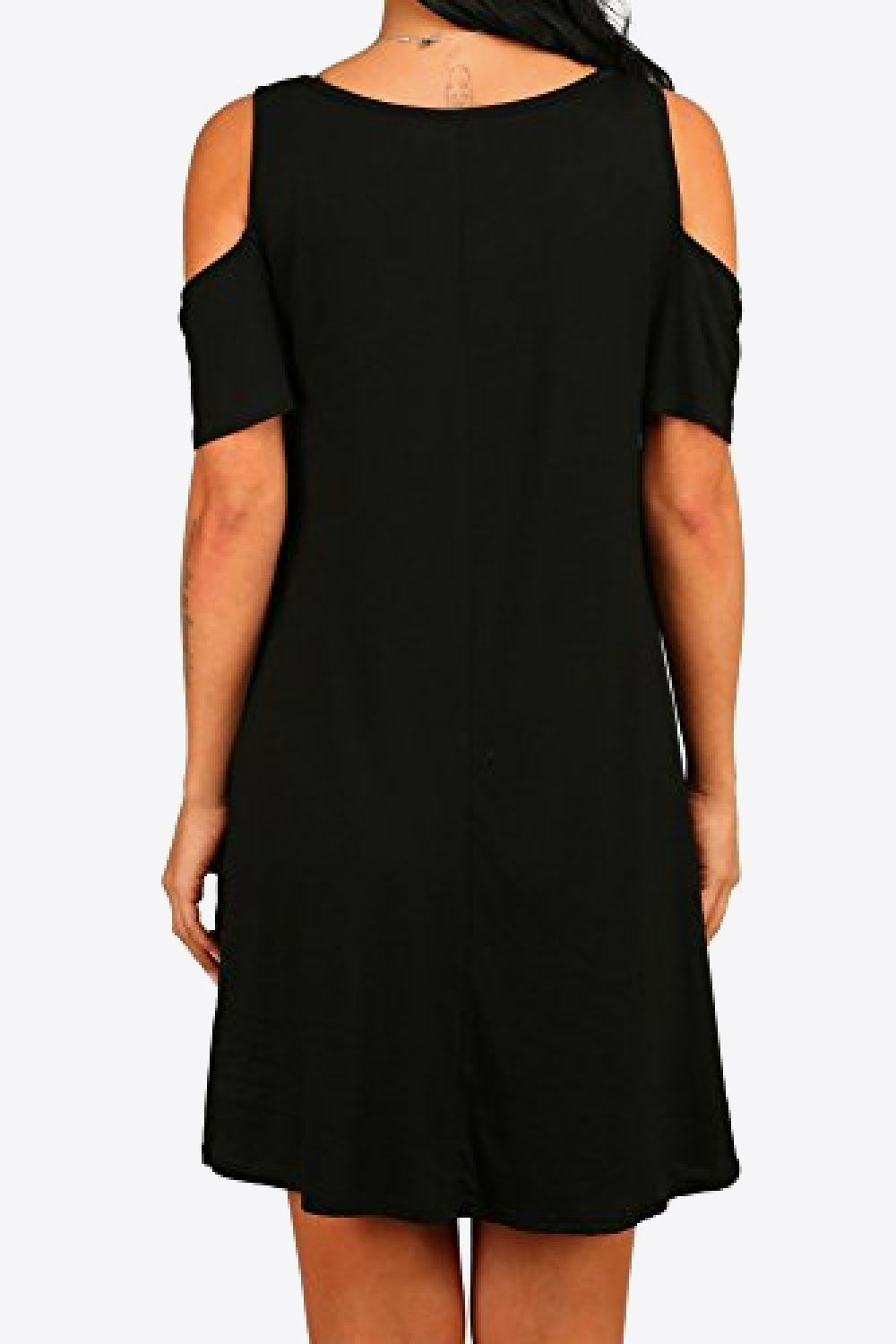 Cold-Shoulder Round Neck A-Line Dress