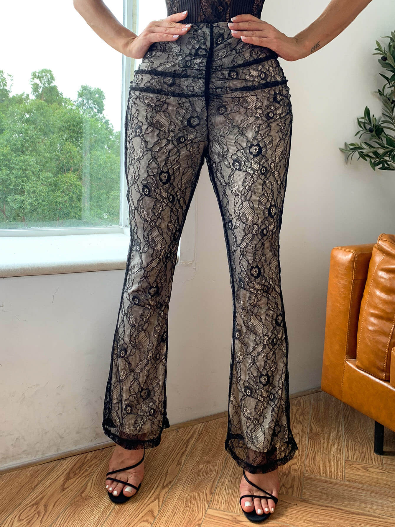Lace Straight Leg Pants - Anchor Blue Jeans