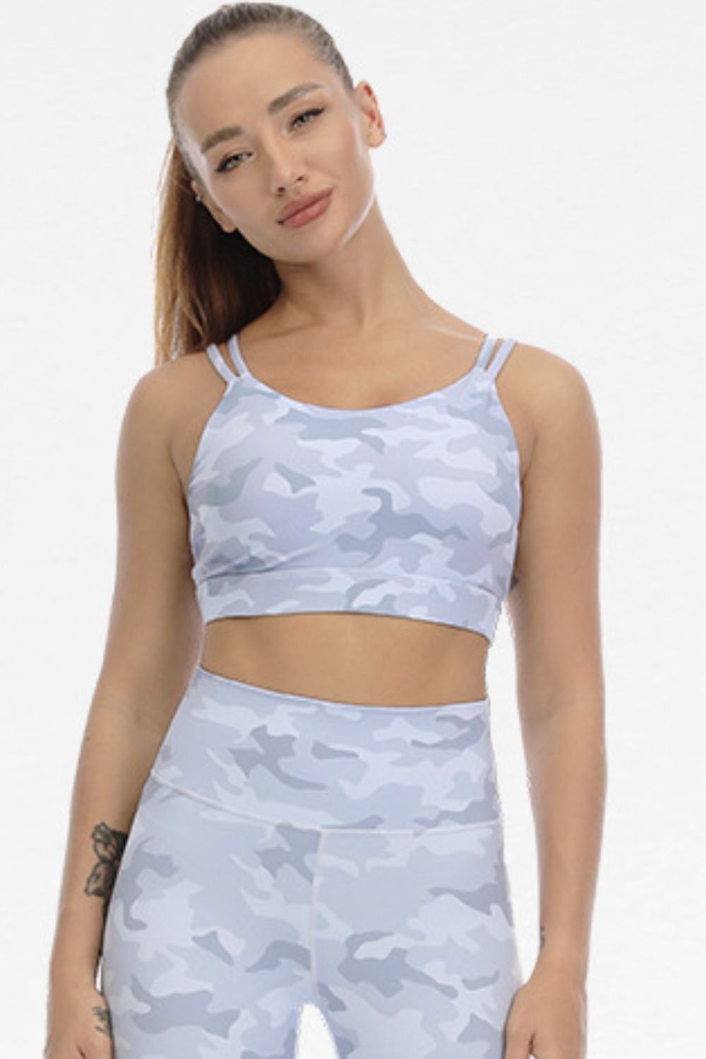 Camouflage Double-Strap Crisscross Sports Bra