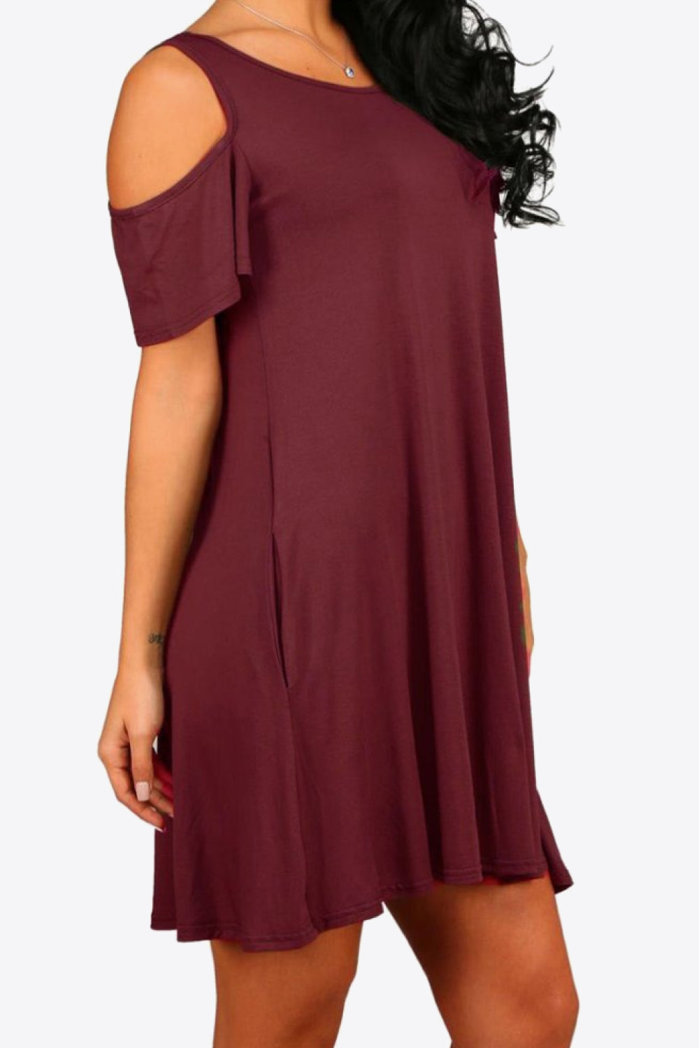 Cold-Shoulder Round Neck A-Line Dress
