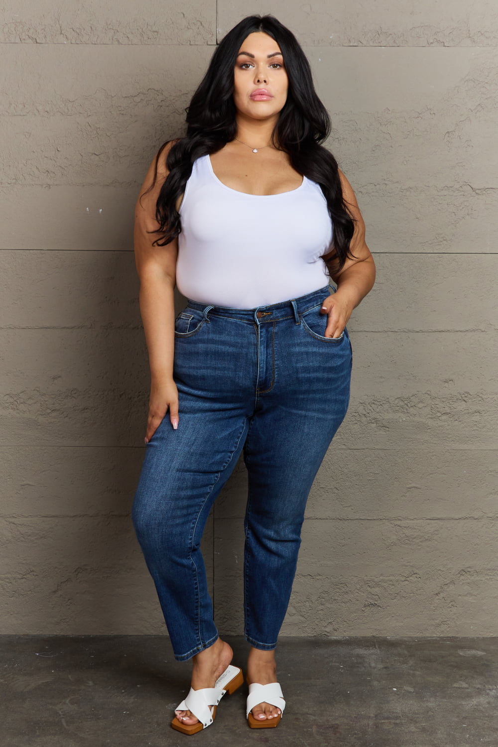 Taylor Full Size High Waist Shield Back Pocket Slim Fit Jeans