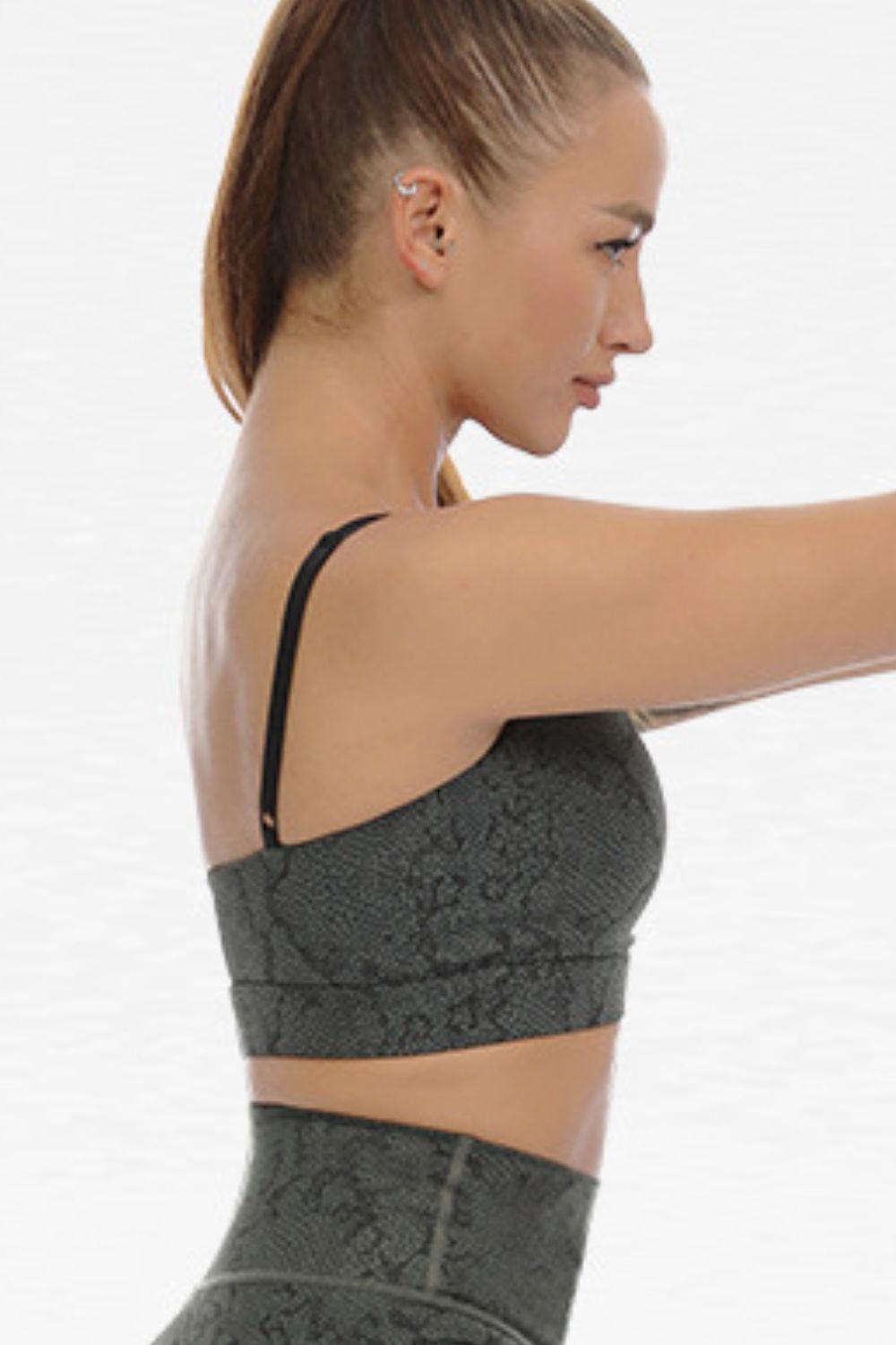 Snakeskin Print Spaghetti Strap Sports Bra