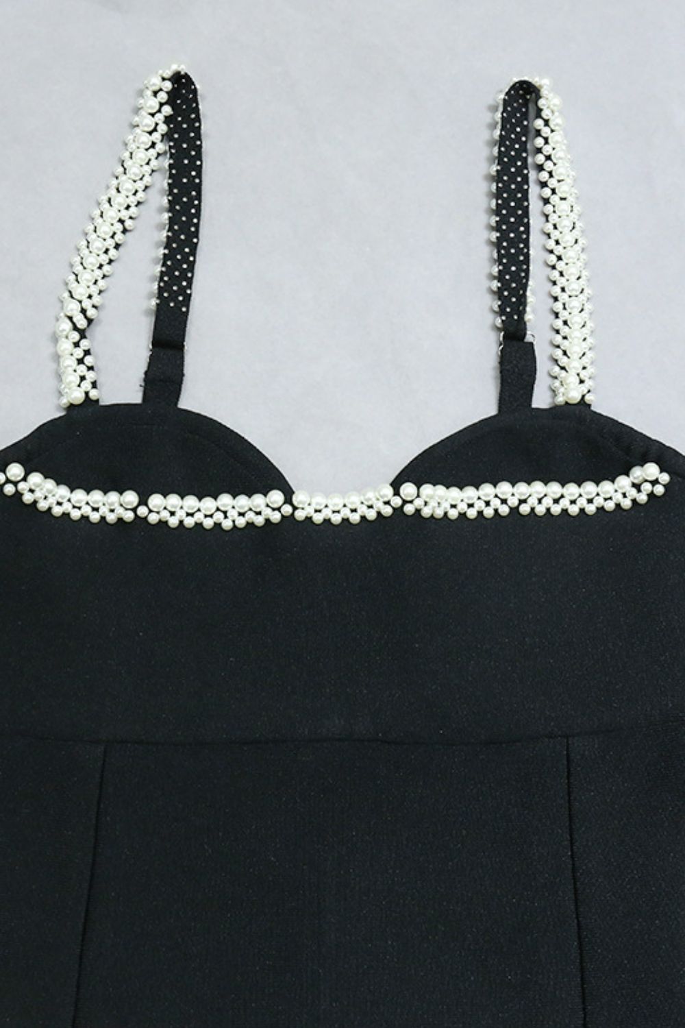 Decorative Pearl Zip-Back Slit Midi Dress