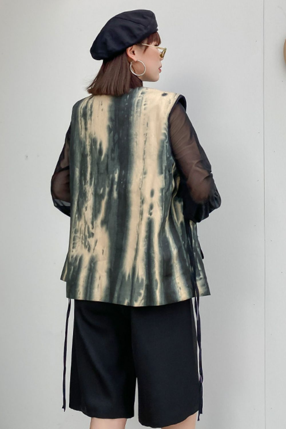 Tie-Dye Open Front Vest