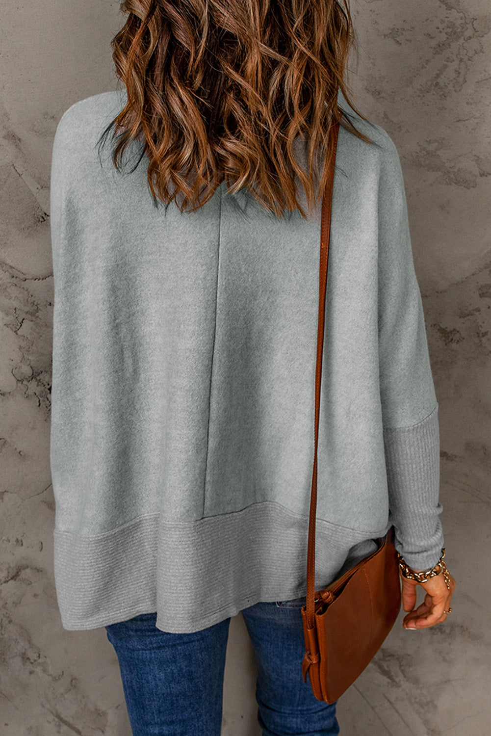 Drawstring Detail Dolman Sleeve Pullover