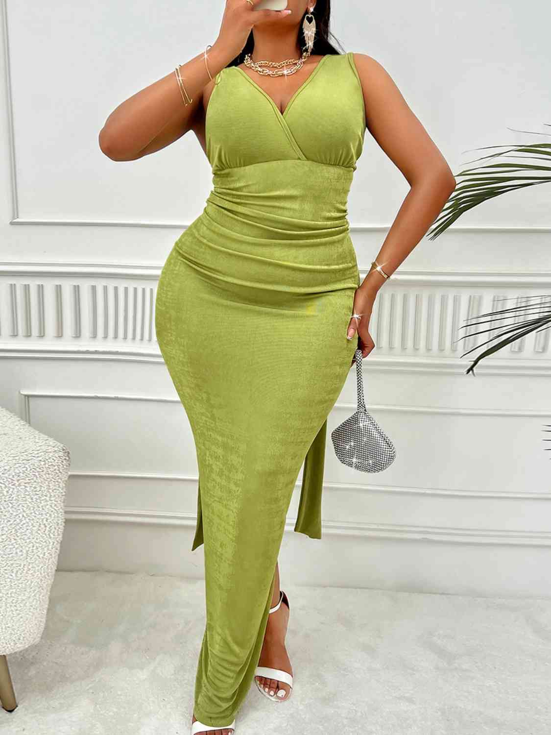Plus Size Backless Ruched Dress – Anchor Blue Jeans