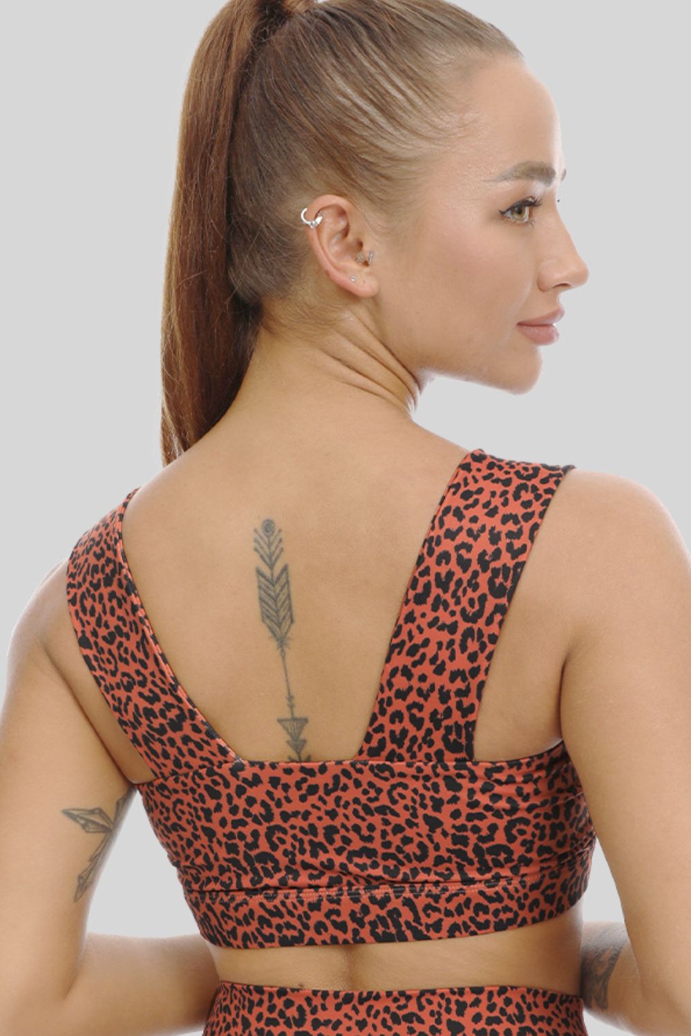Leopard Print Square Neck Sports Bra