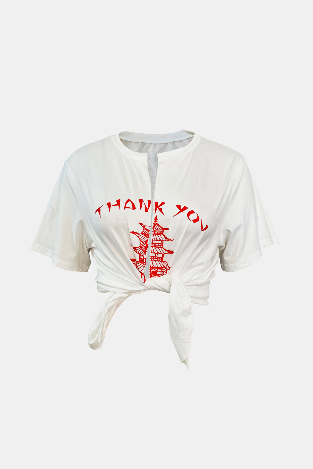 Graphic Tie-Front Cropped Top
