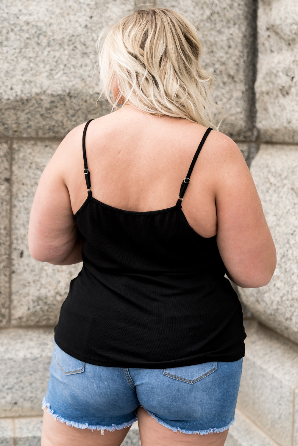 Plus Size Lace Trim Adjustable Strap Cami Top