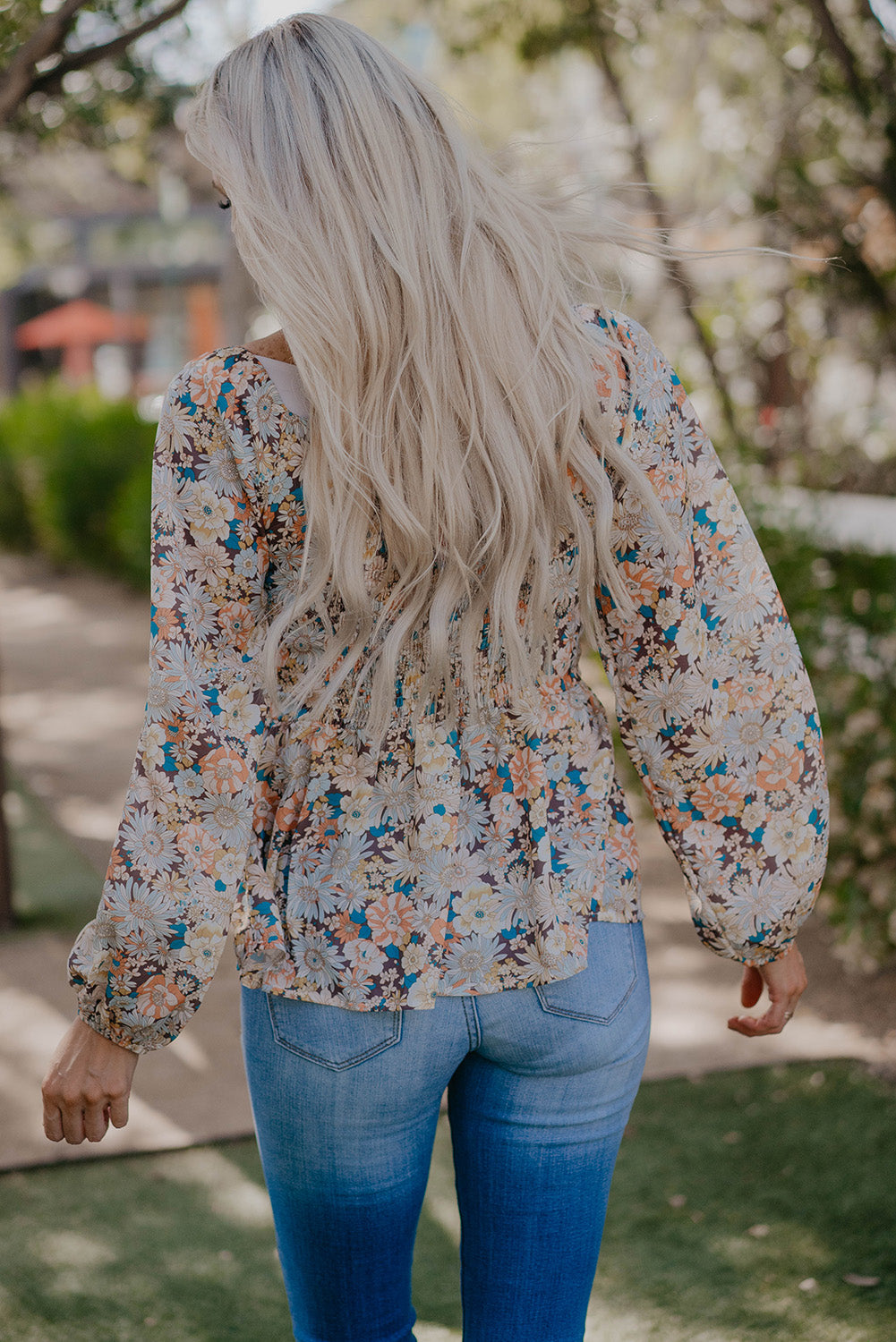 Floral Tie Front Peplum Blouse