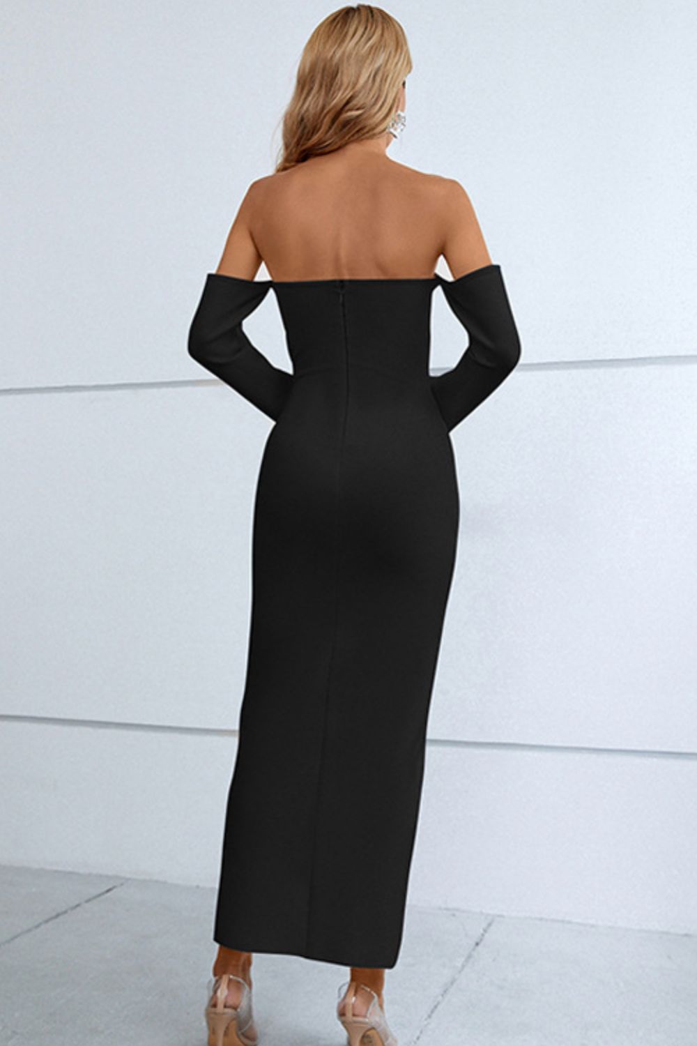 Off-Shoulder Cutout Front Split Dress