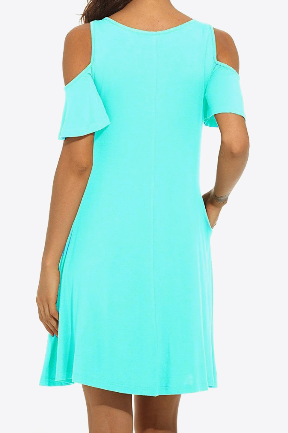 Cold-Shoulder Round Neck A-Line Dress