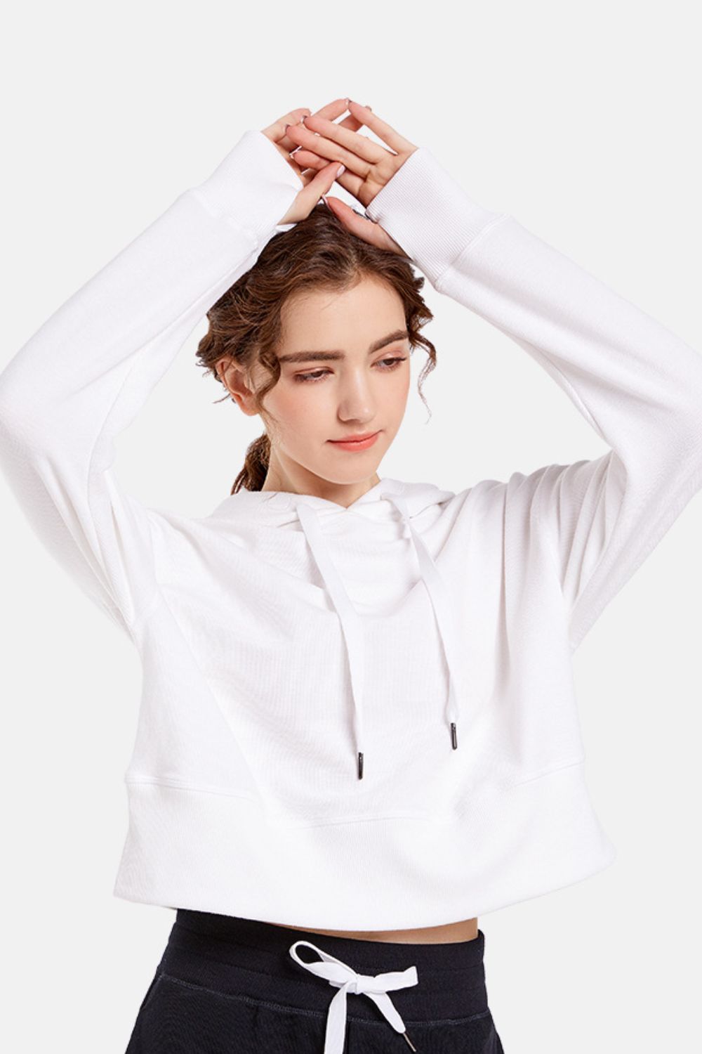 Dropped Shoulder Long Sleeve Sports Hoodie