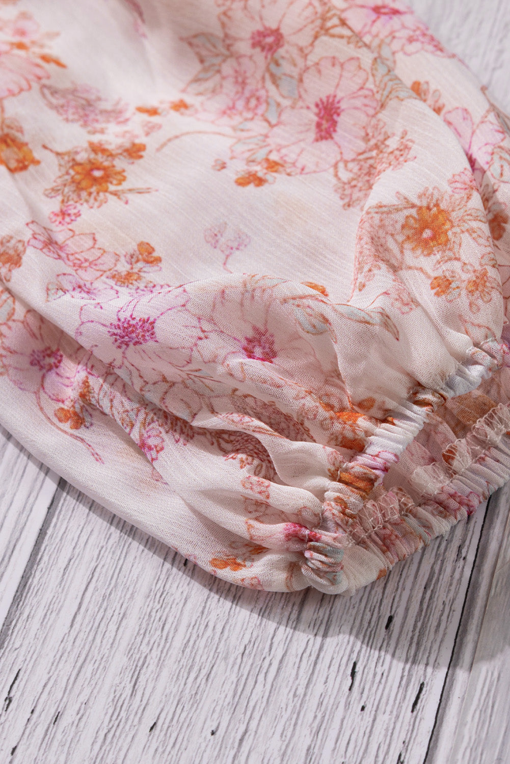 Floral V-Neck Curved Hem Blouse