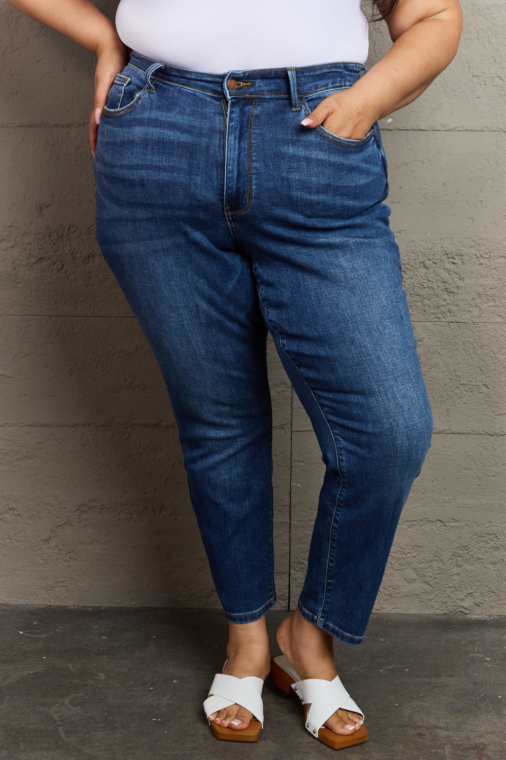 Taylor Full Size High Waist Shield Back Pocket Slim Fit Jeans