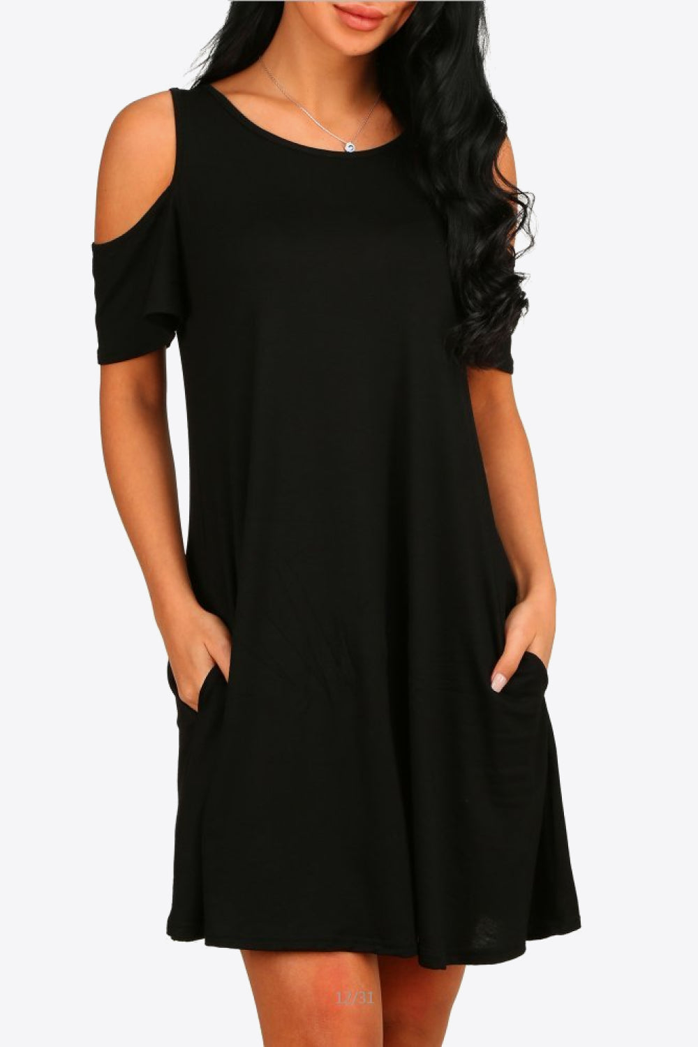 Cold-Shoulder Round Neck A-Line Dress