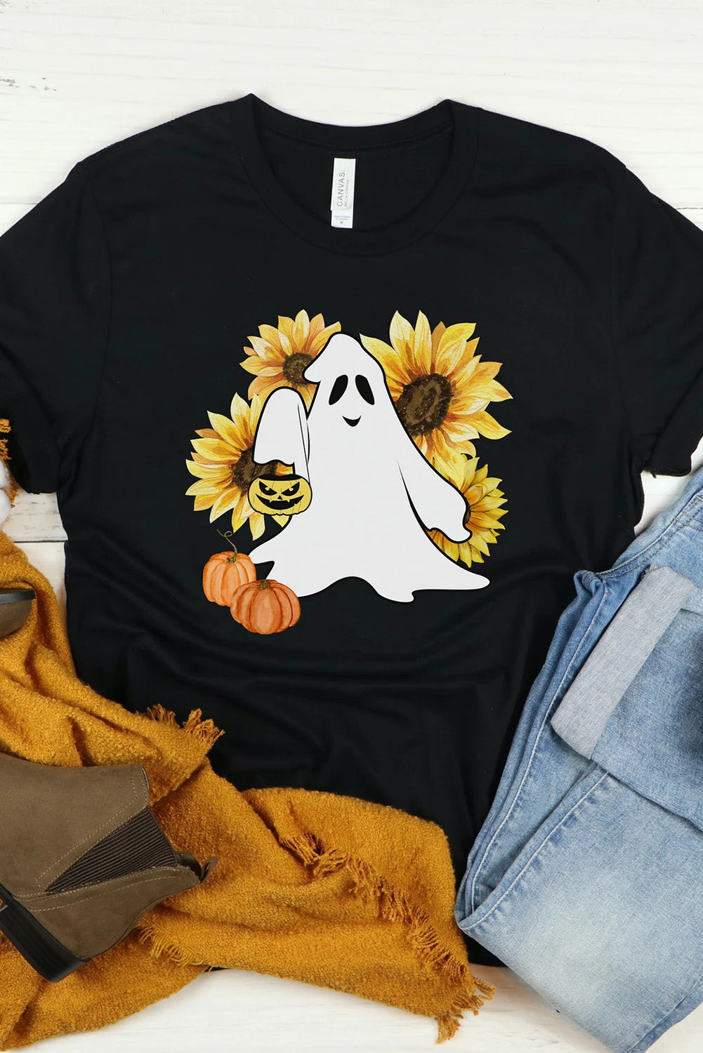 Floral Ghost Graphic Tee Shirt