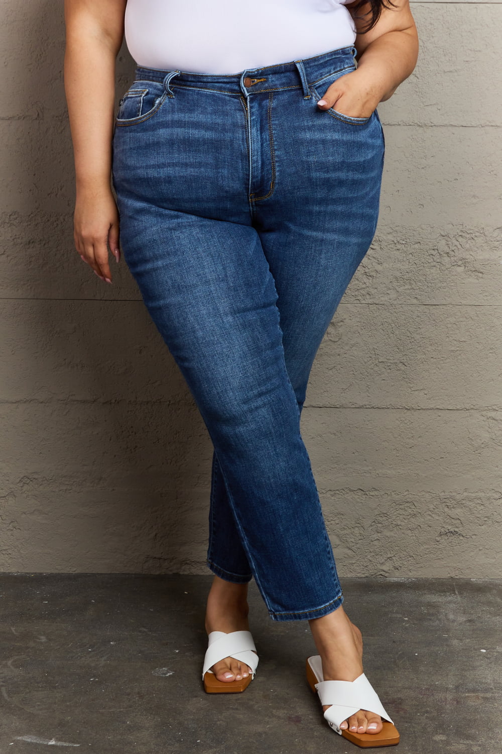 Taylor Full Size High Waist Shield Back Pocket Slim Fit Jeans