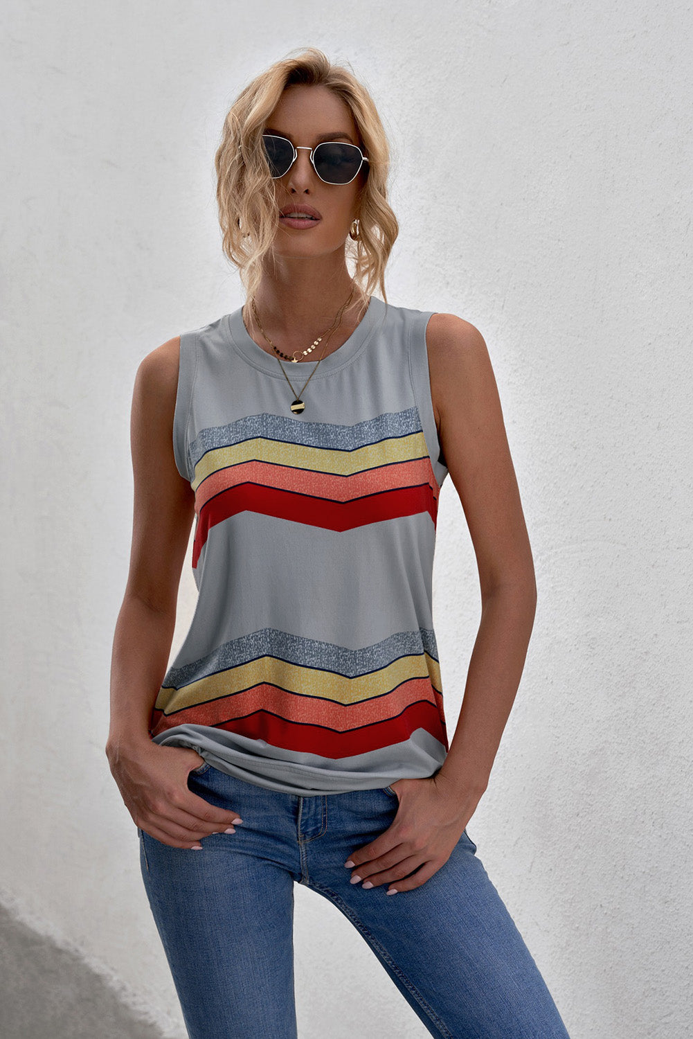 Color Block Stripes Tank Top