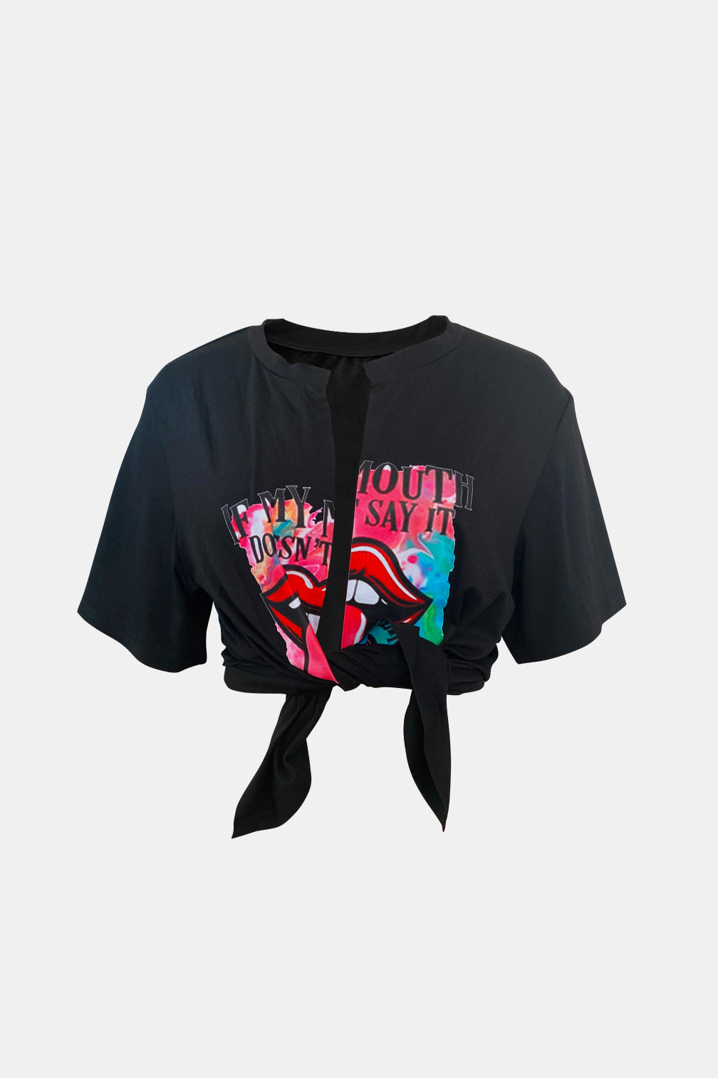Graphic Tie-Front Cropped Top