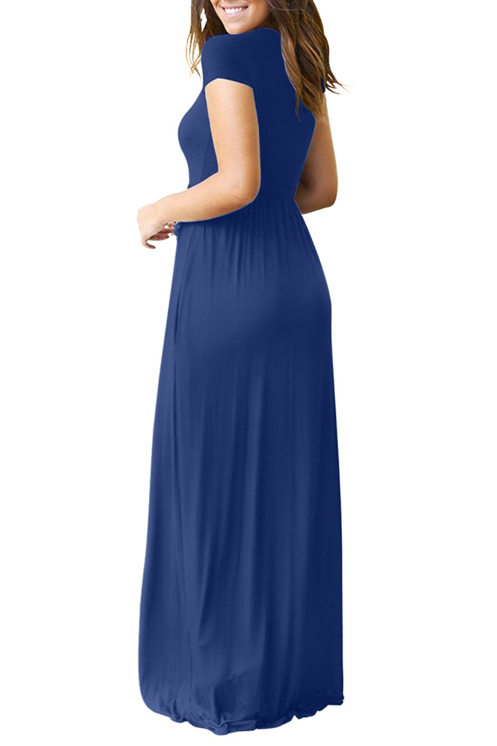 Full Size Short Sleeve Round Neck Dress with Pockets