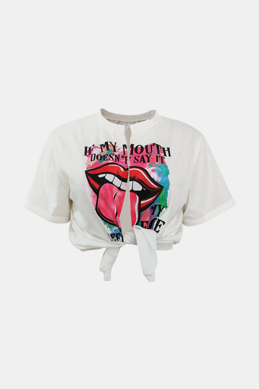 Graphic Tie-Front Cropped Top