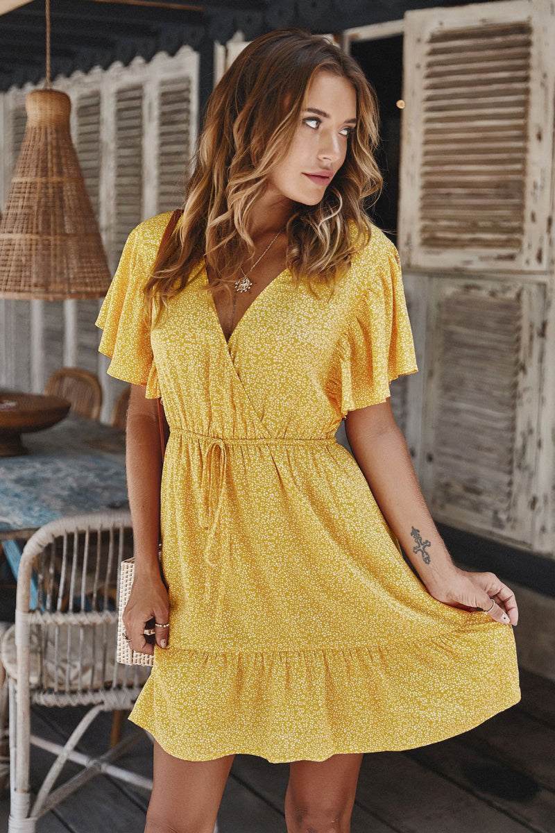 Floral Tie Waist Backless Maxi Dress