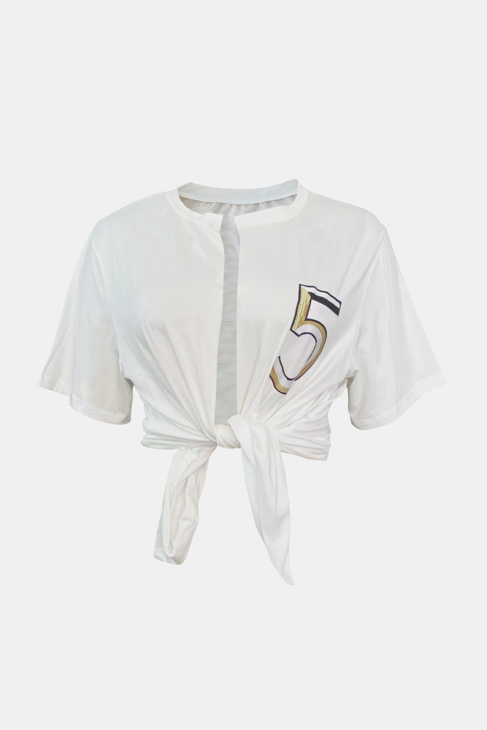 Graphic Tie-Front Cropped Top