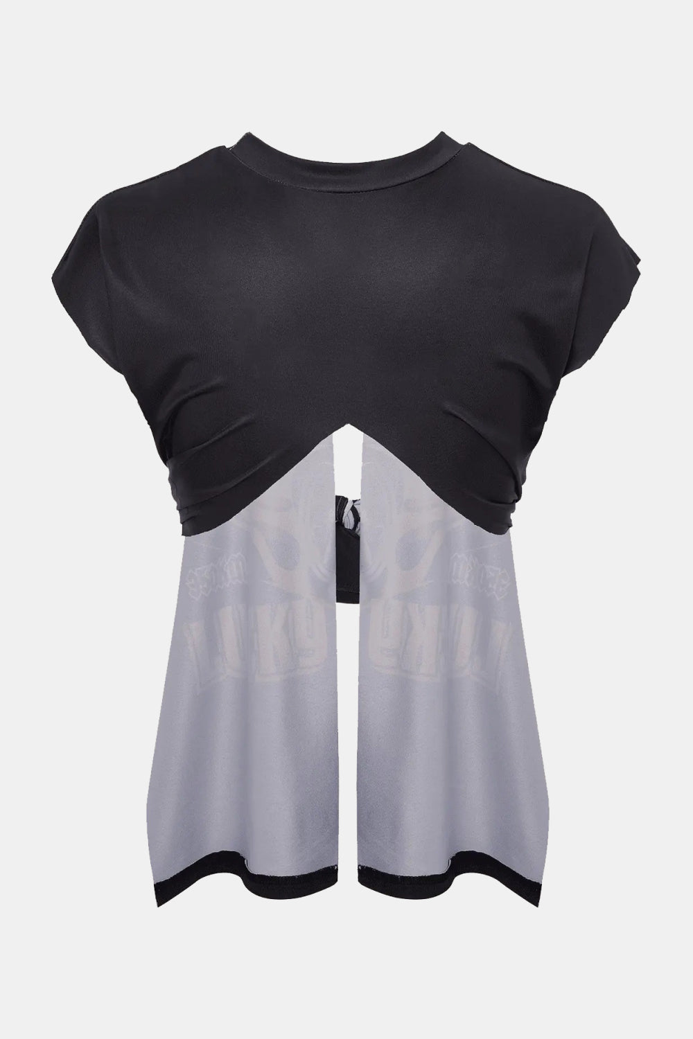 Graphic Split Capped Sleeve T-Shirt