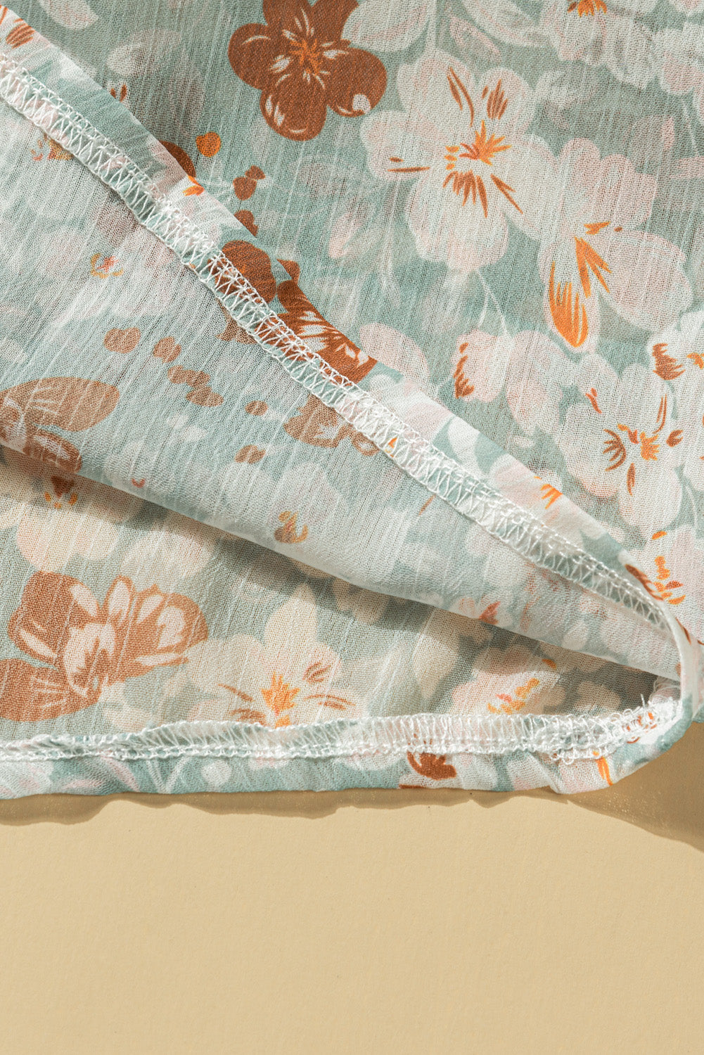 Floral V-Neck Curved Hem Blouse
