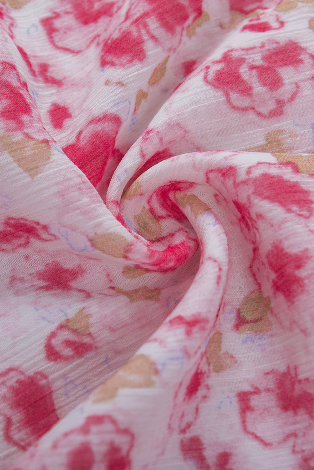 Floral V-Neck Curved Hem Blouse