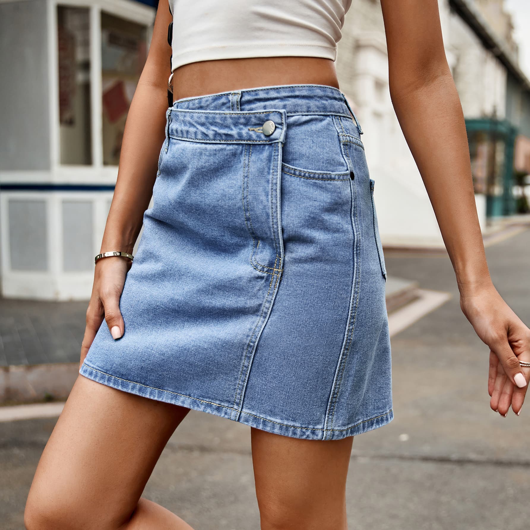 Asymmetrical Denim Mini Skirt – Anchor Blue Jeans