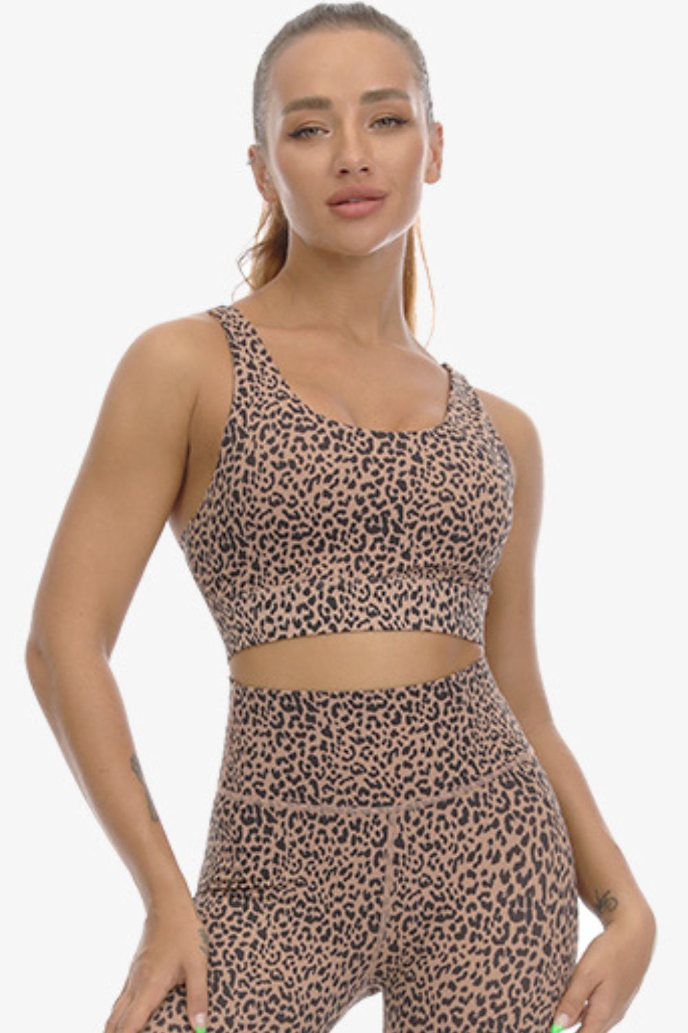 Leopard Print Racerback Sports Bra