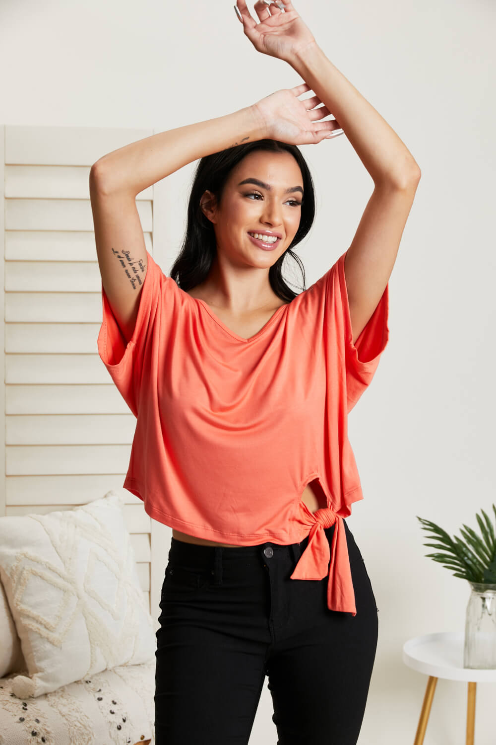 White Birch Just Peachy Full Size Tied Top