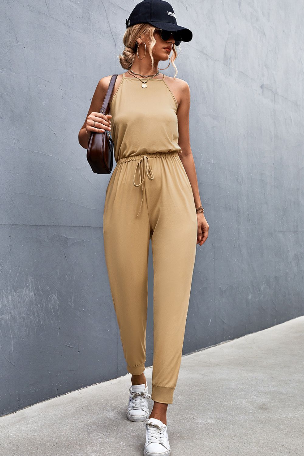 Drawstring Waist Jogger Jumpsuit