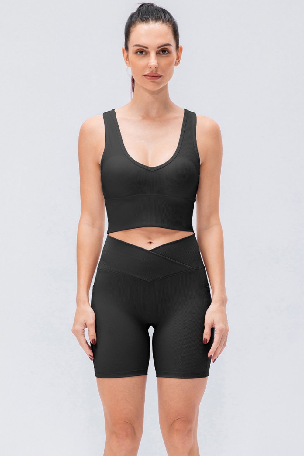 Reversible Ribbed Cropped Yoga Tank