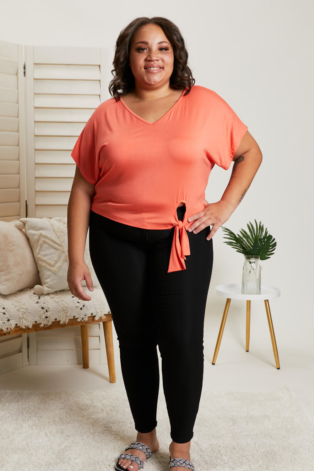 White Birch Just Peachy Full Size Tied Top