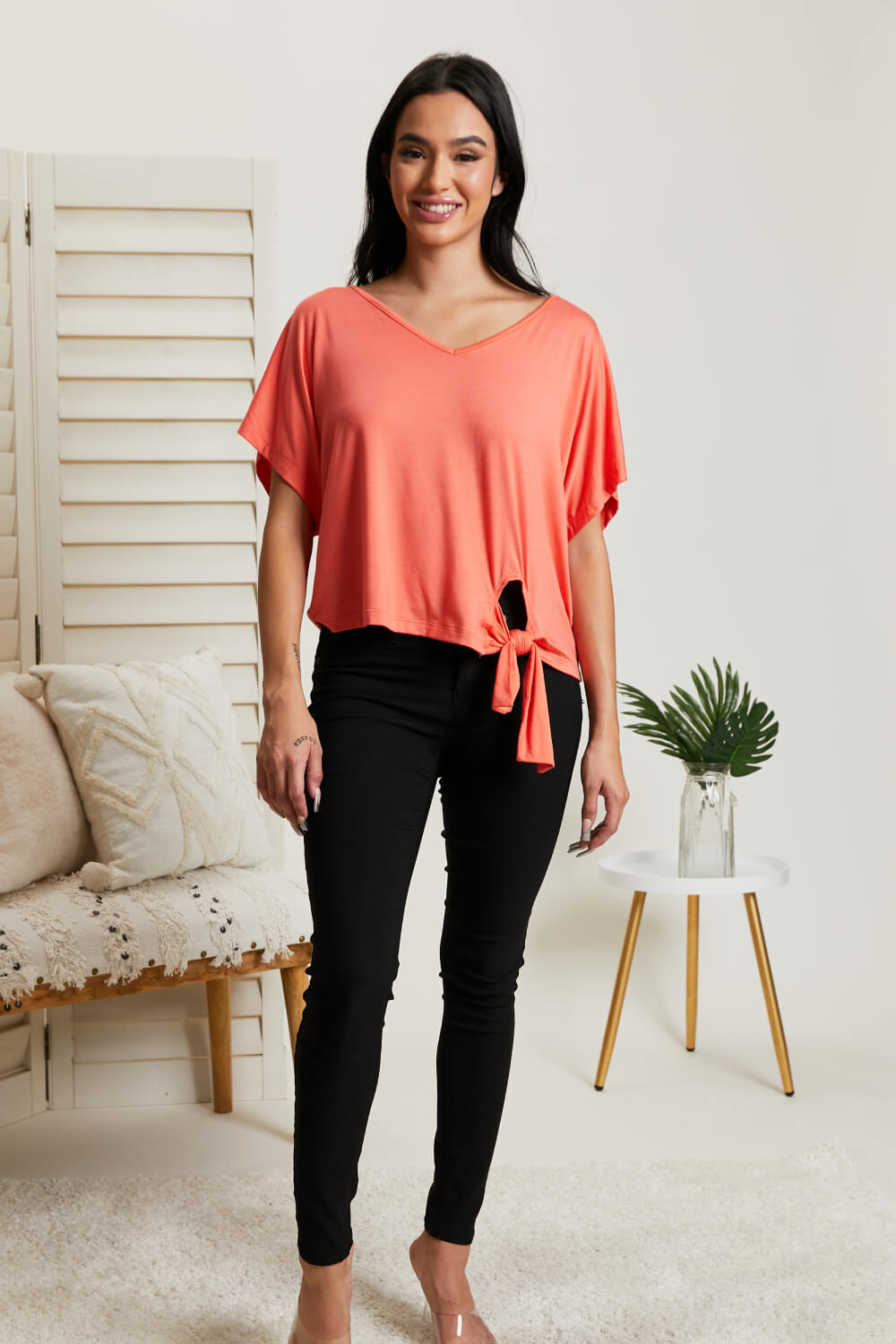 White Birch Just Peachy Full Size Tied Top
