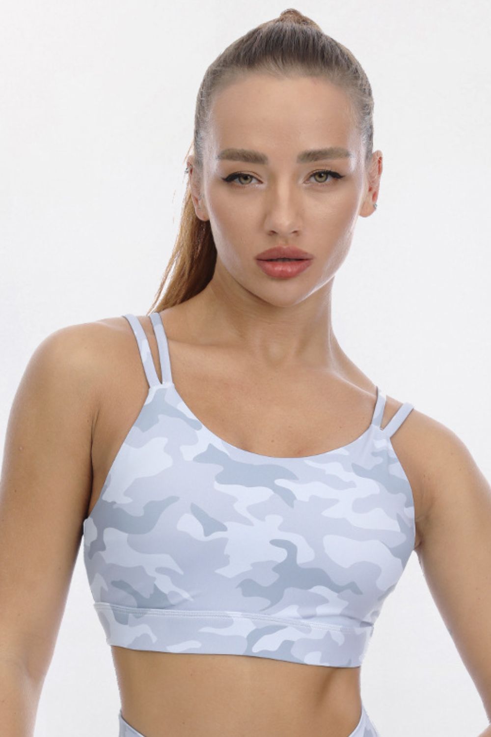 Camouflage Double-Strap Crisscross Sports Bra