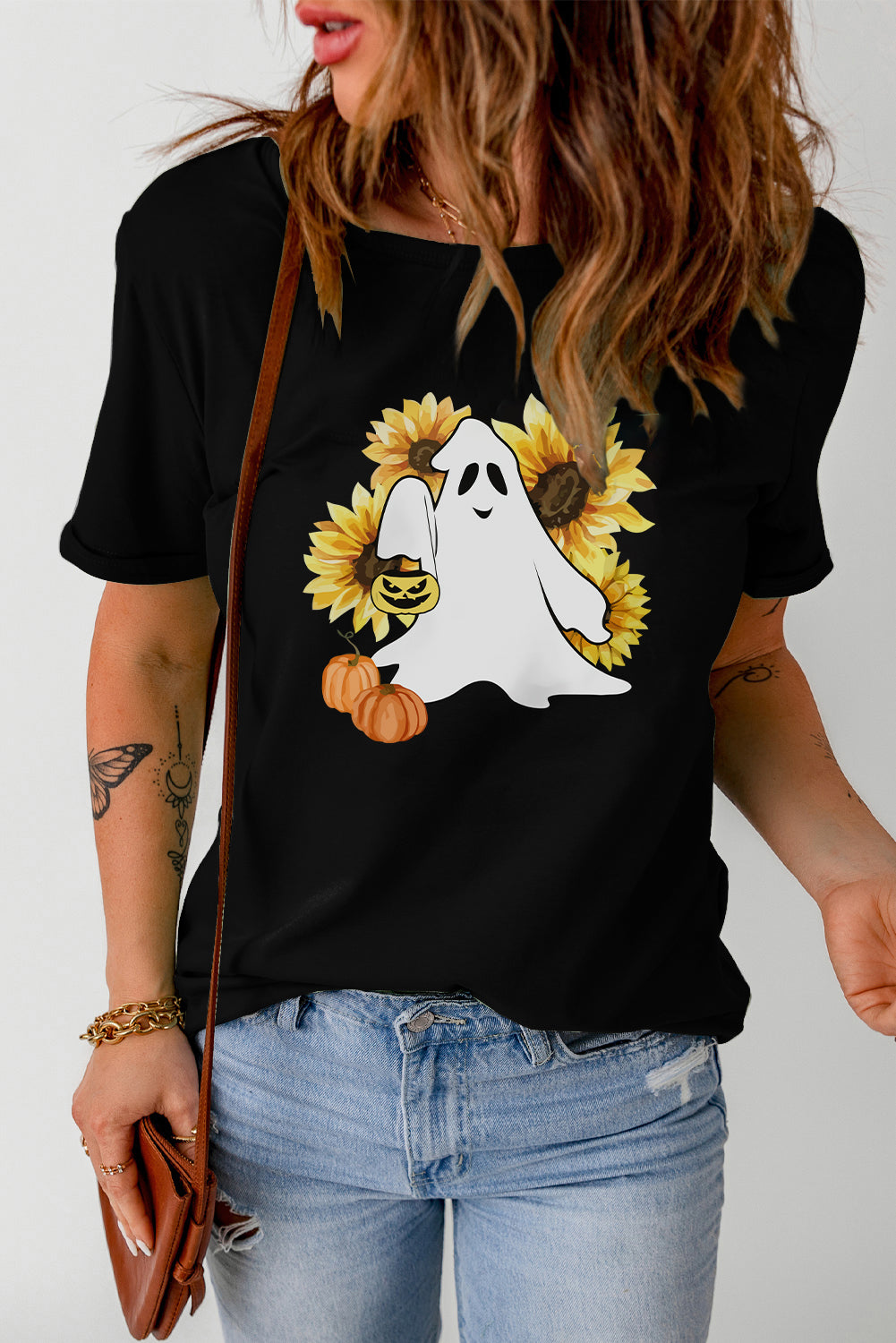 Floral Ghost Graphic Tee Shirt