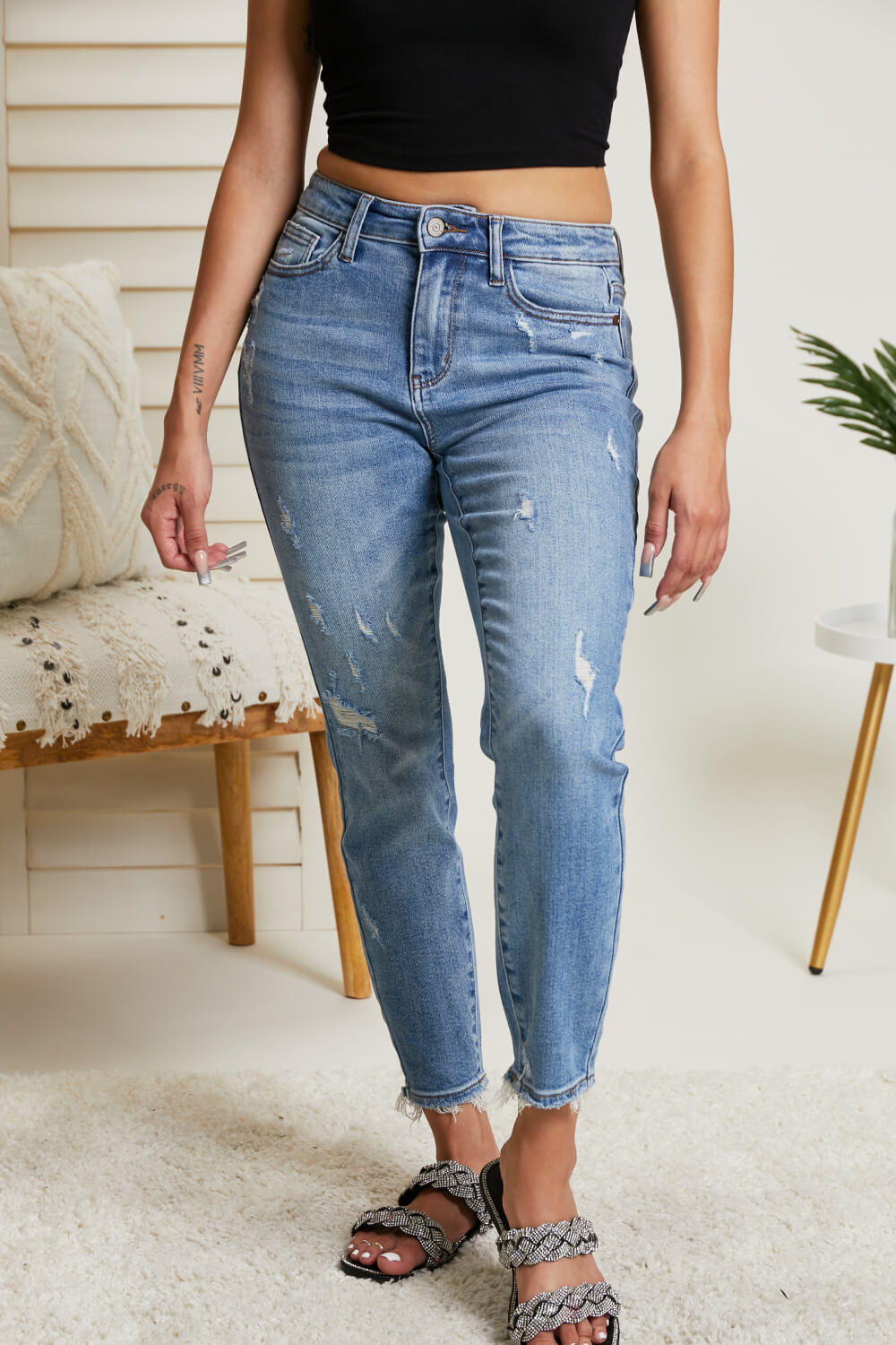 Judy Blue Tatiana Full Size Mineral Wash Relaxed Fit Jeans