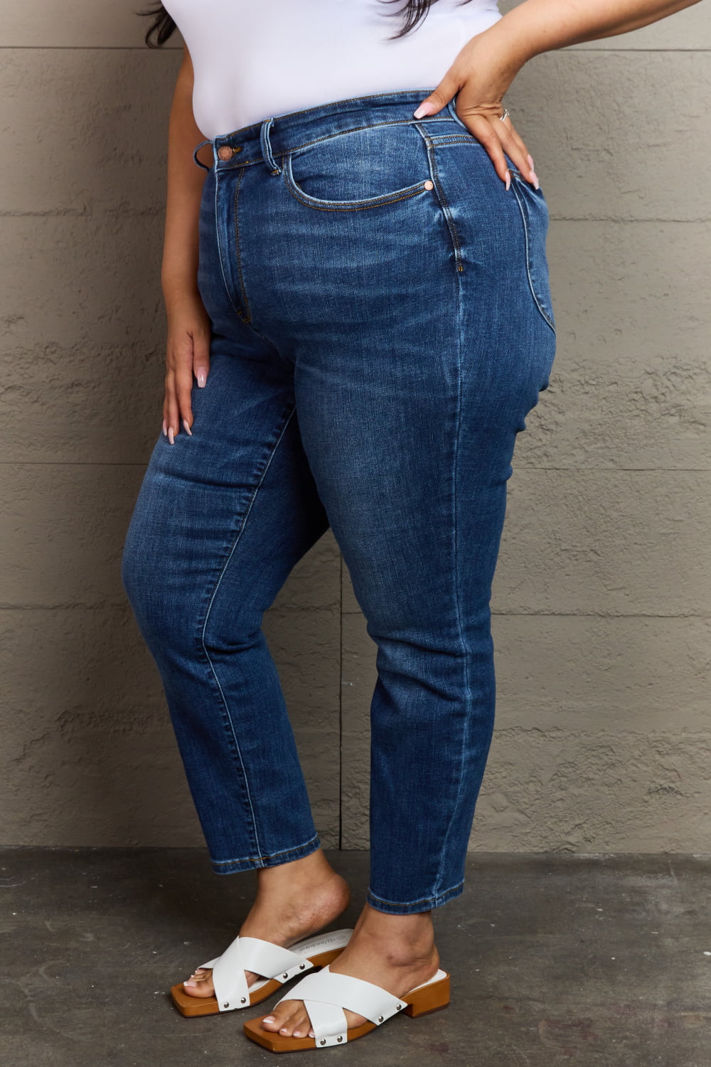 Taylor Full Size High Waist Shield Back Pocket Slim Fit Jeans
