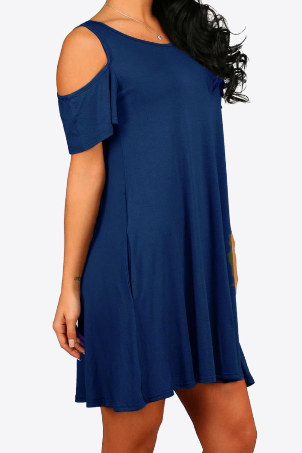 Cold-Shoulder Round Neck A-Line Dress