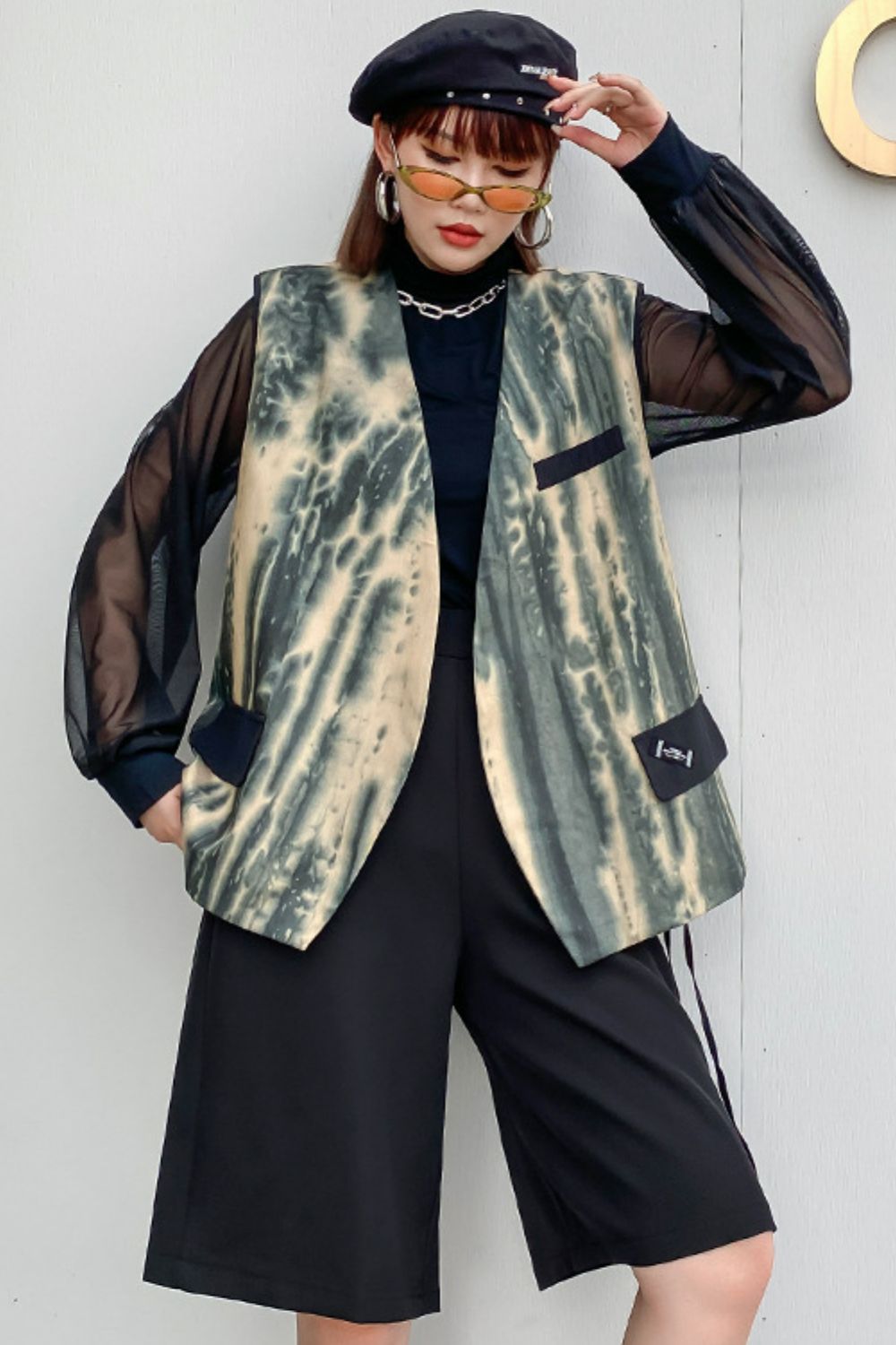 Tie-Dye Open Front Vest