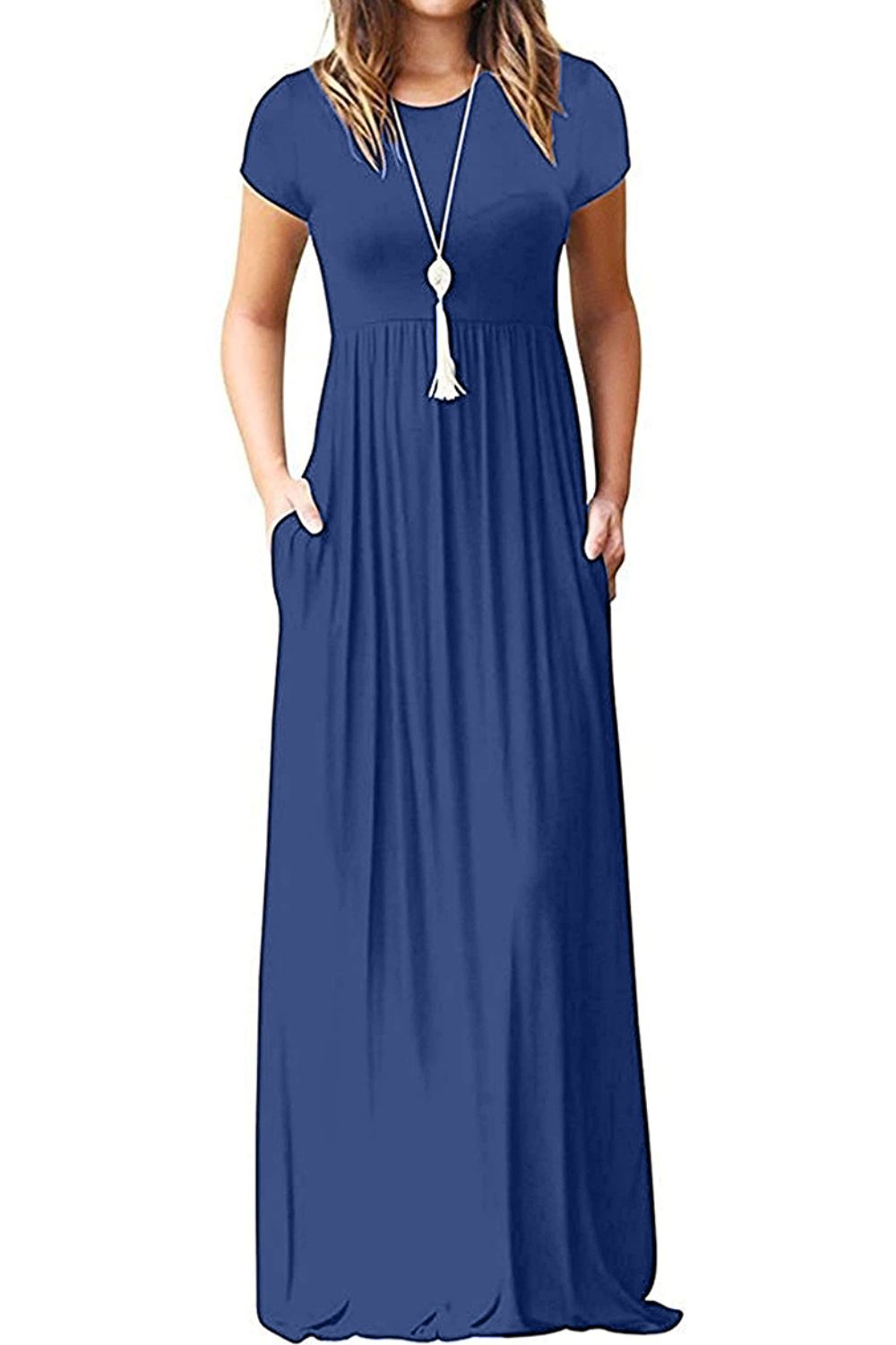 Full Size Short Sleeve Round Neck Dress with Pockets