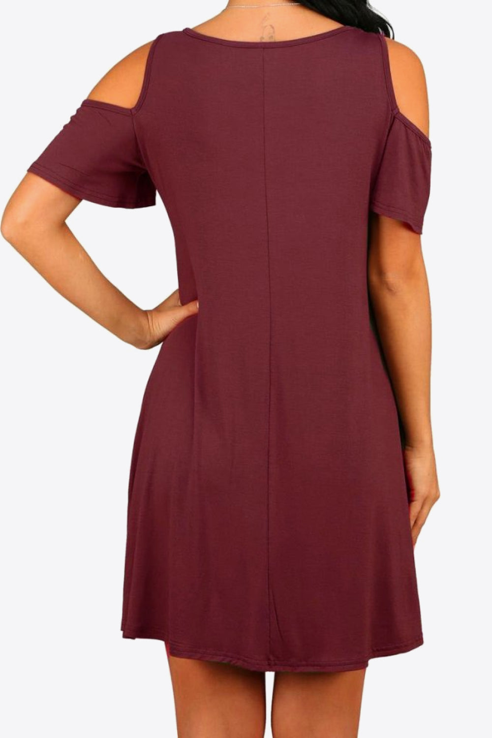 Cold-Shoulder Round Neck A-Line Dress