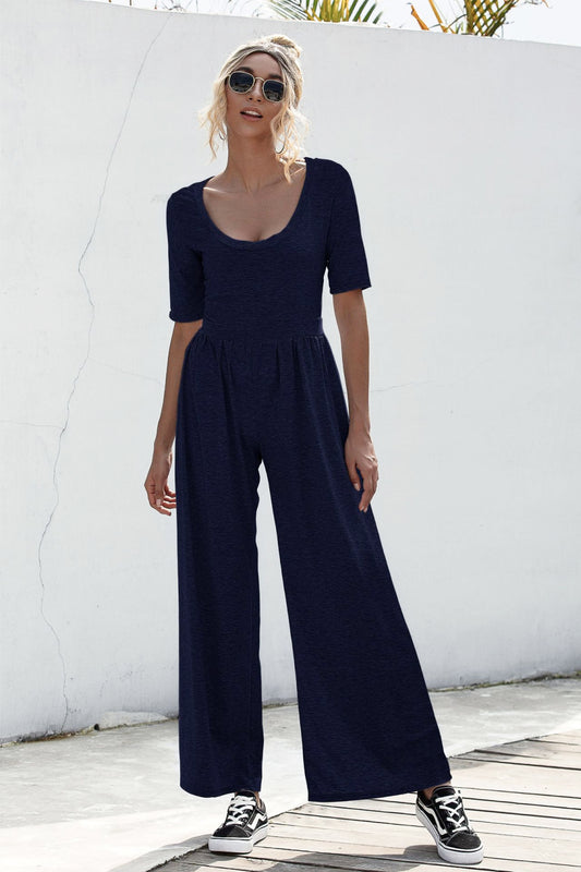 Scoop Neck Wide Leg Jumpsuit